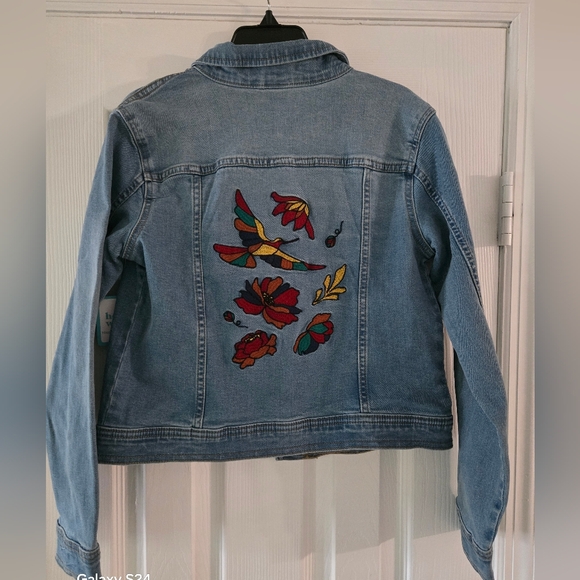 Embroidered Denim Jacket - Blue Sz L-14 NWOT - Picture 3 of 6
